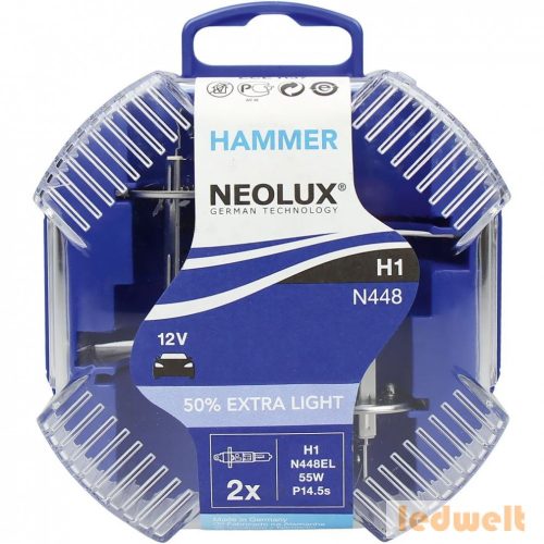 Neolux Extra Light N448EL H1 izzó 12V +50% 2db/csomag