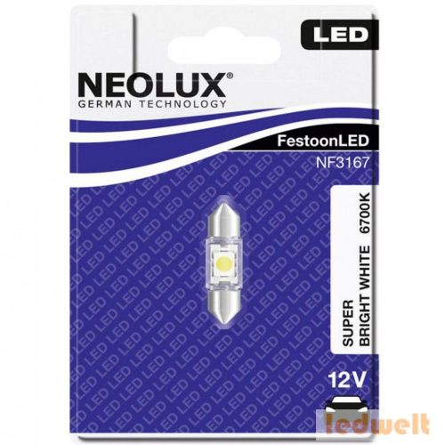 Neolux NF3167 0,5W 12V 6700K 31mm szofita LED jelzőizzó bliszter