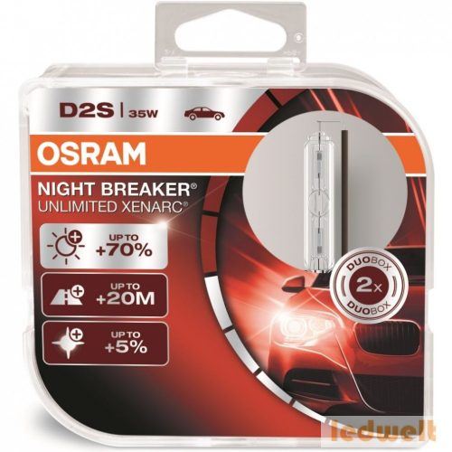 Osram Xenarc Night Breaker Unlimited 66240XNB D2S xenon izzó +70% - 1 év garancia 2db/csomag