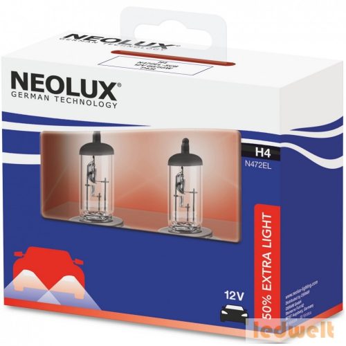 Neolux N472EL-SCB Extra Light H4 izzó +50% 2db/csomag 