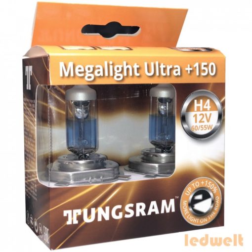 Tungsram Megalight Ultra H4 izzó +150% 50440NXNU 2db/csomag 