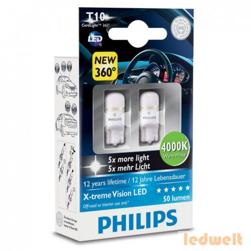 Philips X-treme Vision LED 360° W5W 4000K 2db/bliszter